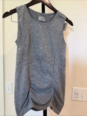 Sleeveless Gray Ruched Hem Women's Tank Top